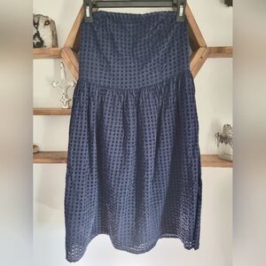 Strapless navy cocktail dress